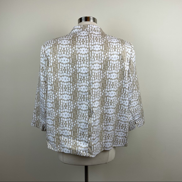 Kim Rogers Brown White Mosaic Blazer Jacket New 16 Petite - Picture 7 of 8